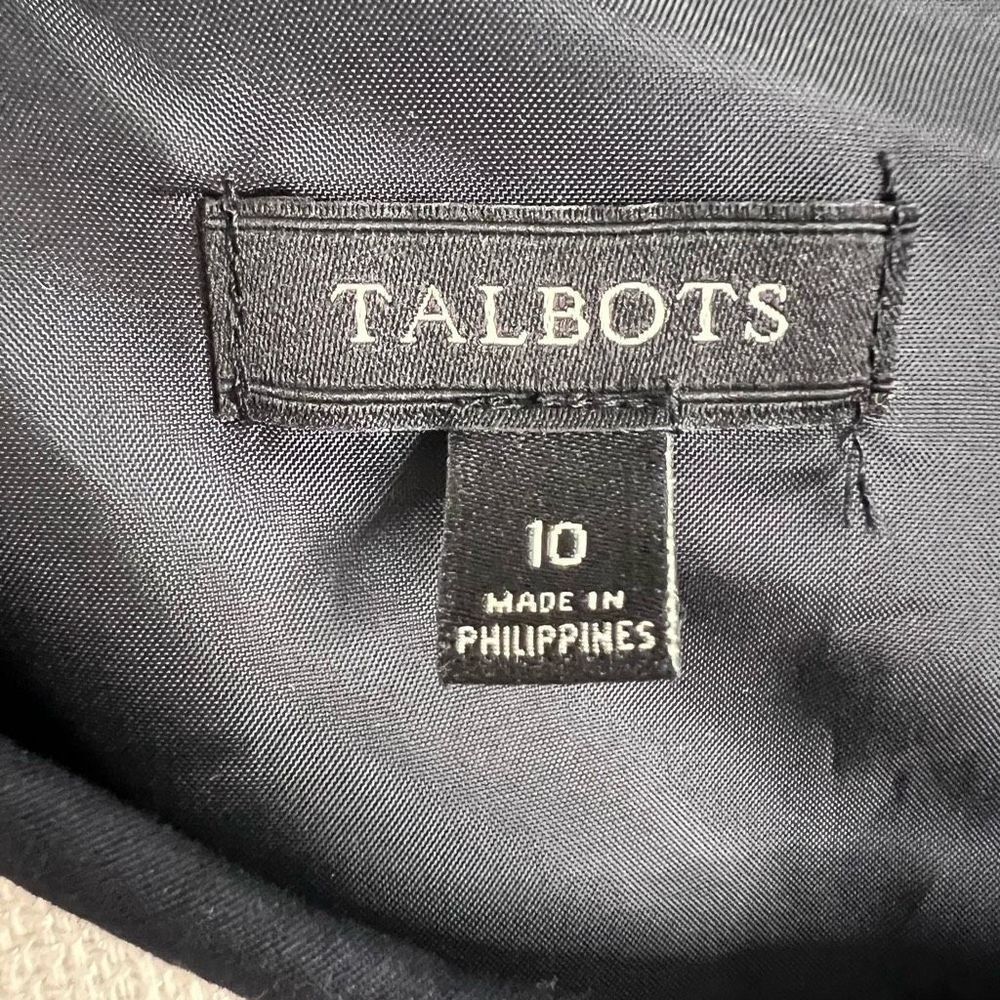 Talbots Cream Black Short Sleeve Belted Geometric Sheath Midi Dress Size 10 - Picture 8 of 13